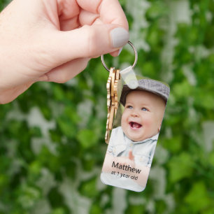 One year old photo memory first birthday souvenir  key ring