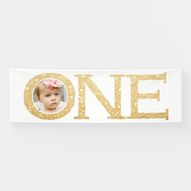 One Year Photo 1st Birthday Anniversary Party Banner (Horizontal)