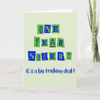One Year Sober card with envelope 5x7"