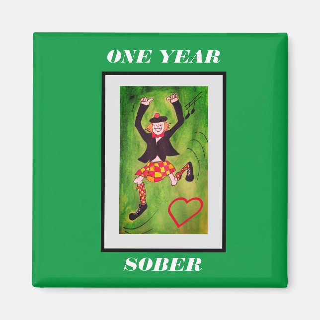 One year sober magnet (Front)