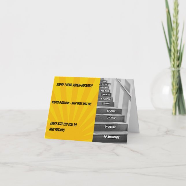 One-Year Sobriety Birthday/Milestone Card (Front)