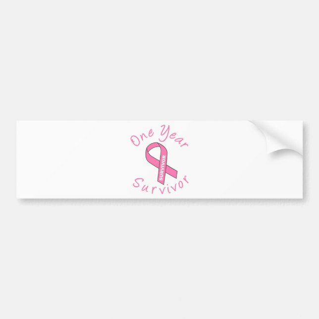 One Year Survivor (Circle Pink Ribbon) Bumper Sticker (Front)