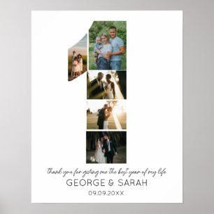 One Year Together Wedding Anniversary 5 Photo Poster