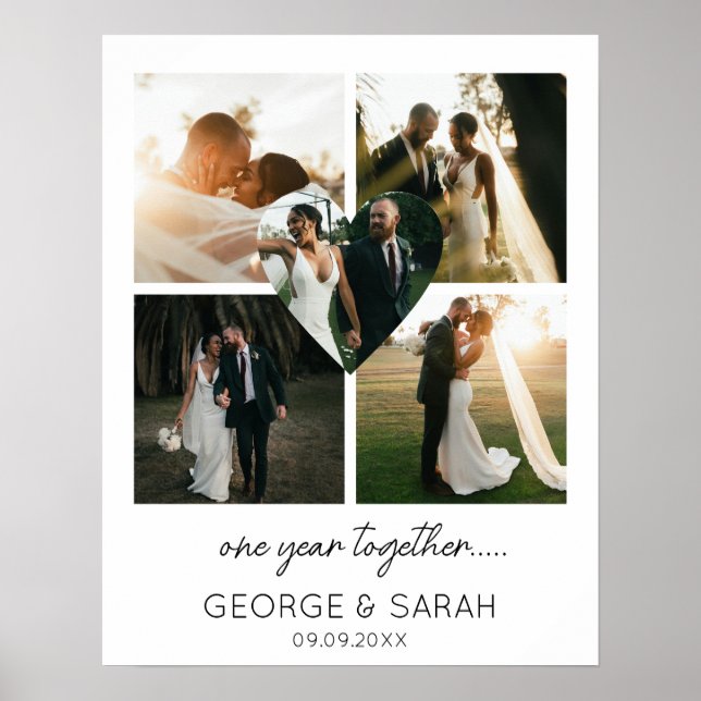 One Year Together Wedding Anniversary 5 Photo Poster (Front)