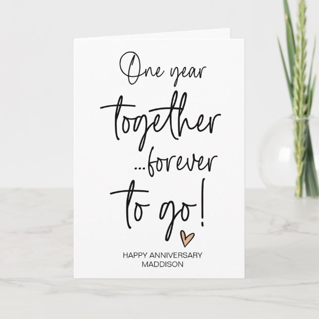 One Year Together Wedding Anniversary Husband Wife Card (Front)