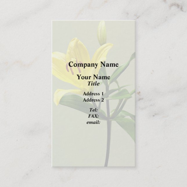 One Yellow Lily Business Card (Front)