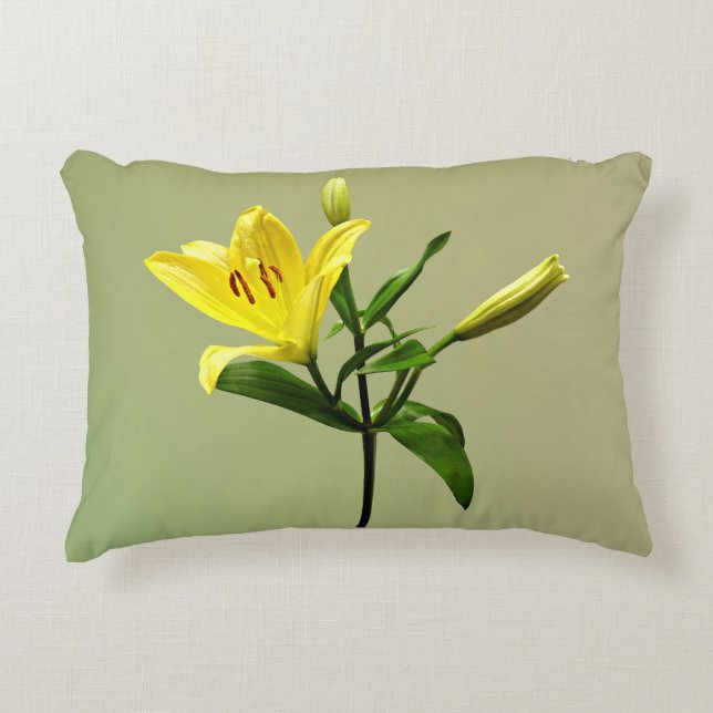 One Yellow Lily Decorative Cushion (Front)