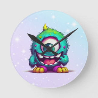 Onecru B is the one-eyed cheerful mini monster Round Clock