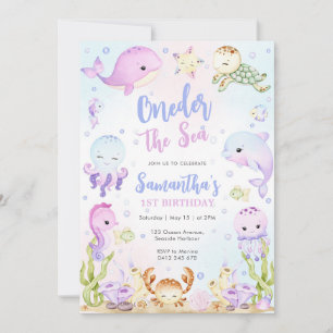 Oneder The Sea 1st Birthday Invitation