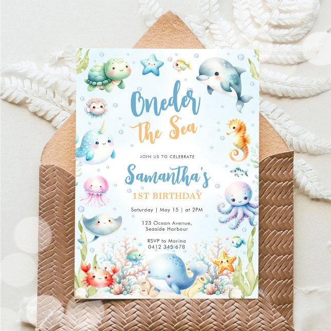 Oneder The Sea 1st Birthday Invitation (Creator Uploaded)