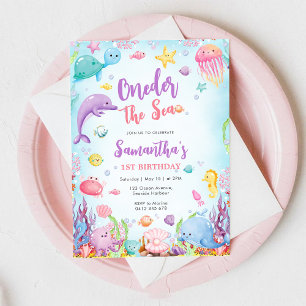 Oneder The Sea 1st Birthday Invitation