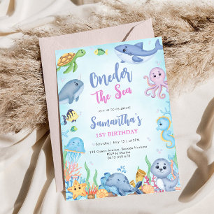 Oneder The Sea 1st Birthday Invitation