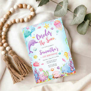 Oneder The Sea 1st Birthday Invitation