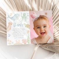 Oneder The Sea 1st Birthday Ocean Thank You Card