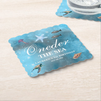 Oneder The Sea 1st Birthday Paper Coaster