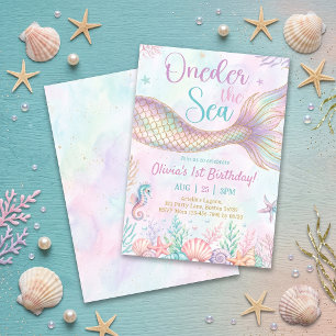 Oneder The Sea 1st Birthday Party Invitation