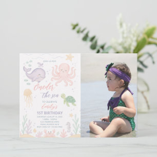 Oneder the Sea 1st Birthday Photo Invitation