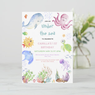 Oneder The Sea 1st Birthday Under The Sea Invitation