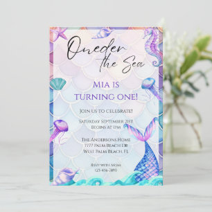 Oneder The Sea 1st Mermaid Birthday Invitation