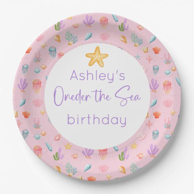 Oneder The Sea Birthday Party Paper Plate (Front)