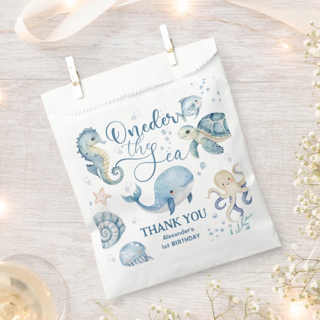 ONEder The Sea Boy 1st Birthday Cute Blue Ocean Favour Bags (Clipped)