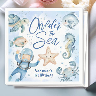 ONEder The Sea Boy 1st birthday Cute Ocean Napkin