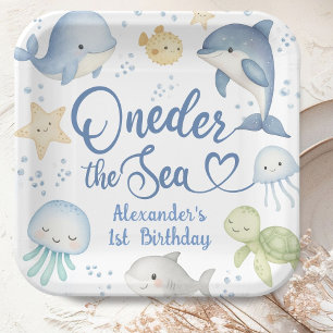 ONEder The Sea Boy 1st Birthday Cute Ocean Paper Plate