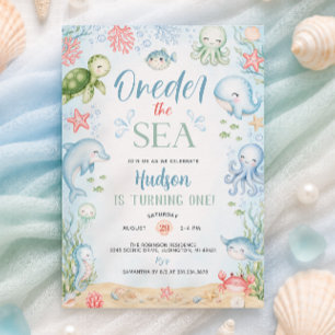 Oneder the Sea Boy 1st Birthday Invitation