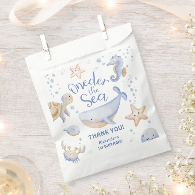ONEder The Sea! Boy Cute Ocean 1st Birthday Favour Bags (Clipped)