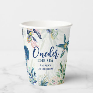 Oneder the Sea Coastal 1st Birthday Paper Cups
