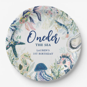 Oneder the Sea Coastal 1st Birthday Paper Plate