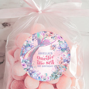 Oneder The Sea Flower Glitter Mermaid Tail  Classic Round Sticker