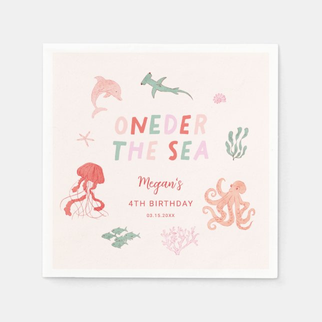ONEder The Sea Girl Birthday Party Napkin (Front)