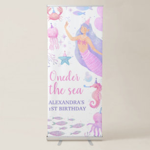 Oneder the Sea Girl Name First Birthday Mermaid Retractable Banner