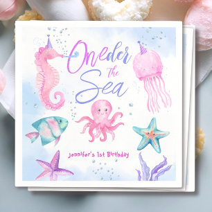ONEder The Sea   Mermaid 1st birthday Cute Ocean  Napkin