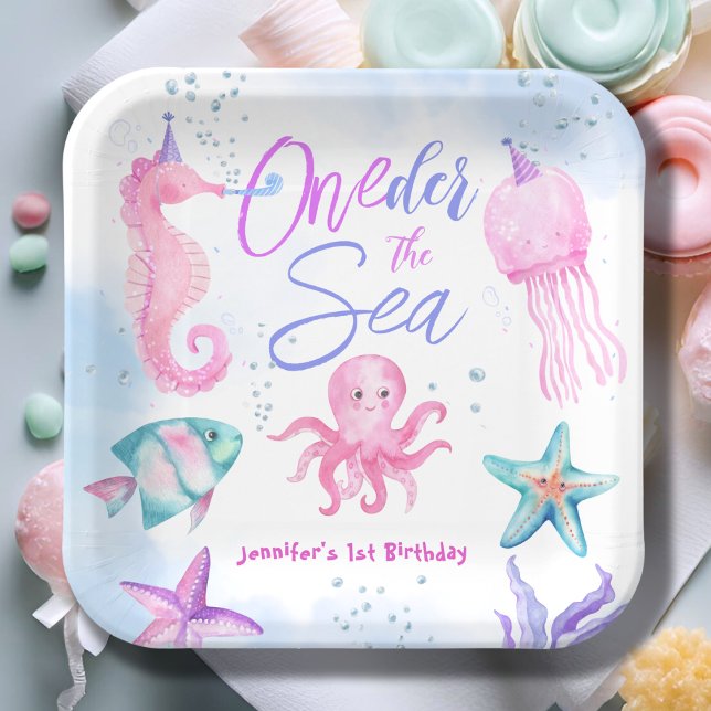 ONEder The Sea Mermaid 1st birthday Cute Ocean   Paper Plate (Creator Uploaded)