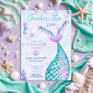 Oneder the Sea Mermaid 1st birthday girl Invitation