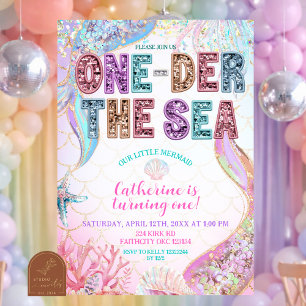 ONEder the sea mermaid 1st birthday invitation