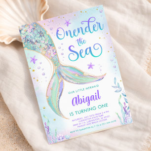Oneder the Sea Mermaid 1st Birthday Invitation
