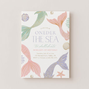 Oneder the Sea Mermaid 1st Birthday Invitation