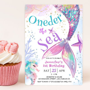 Oneder The Sea Mermaid 1st Birthday Invitation