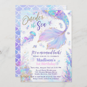 Oneder the Sea Mermaid 1st Birthday Invitation