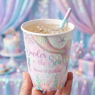 Oneder the Sea Mermaid Birthday Paper Cups