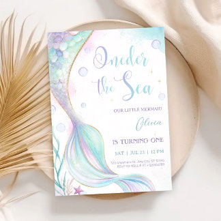 ONEder the Sea Mermaid First Birthday Invitation