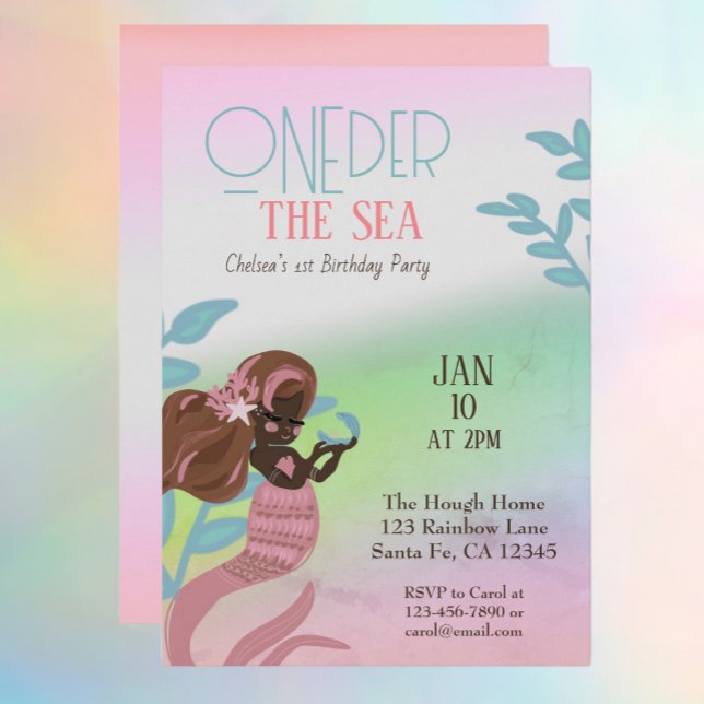 Oneder the Sea Mermaid First Birthday  Invitation (Creator Uploaded)