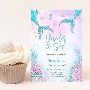 Oneder the Sea Mermaid Ocean Theme Girl Birthday Invitation