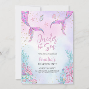 Oneder the Sea Mermaid Ocean Theme Girl Birthday Invitation