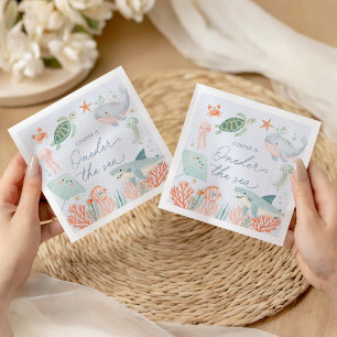 Oneder the Sea Nautical Ocean 1st Birthday Napkin