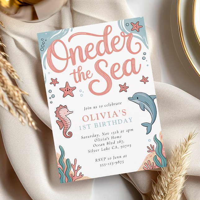 Oneder The Sea Ocean 1st Birthday Party Invitation (Creator Uploaded)