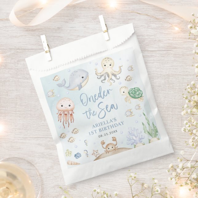 Oneder The Sea Ocean Animals 1st Birthday Favour Bags (Clipped)